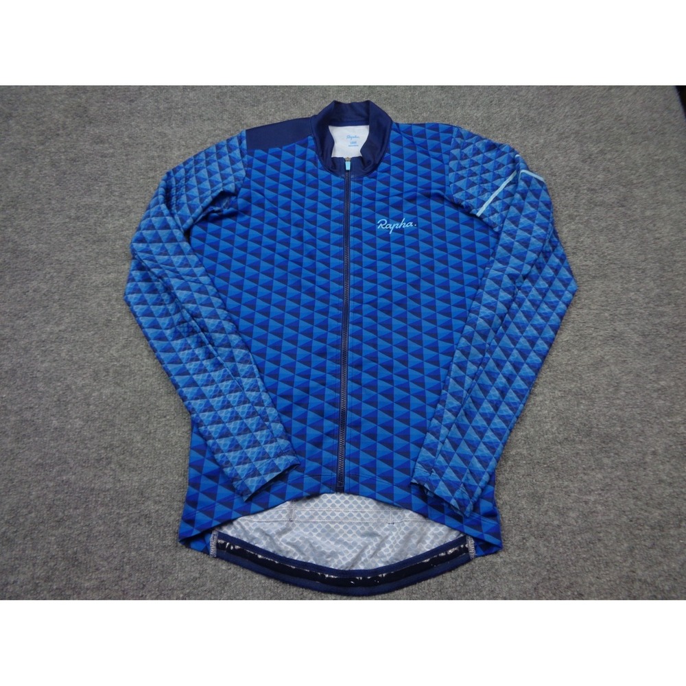 Rapha Long Sleeve Cross Race Jersey L Blue Full Zip Cyclo-Cross Geometric Zip